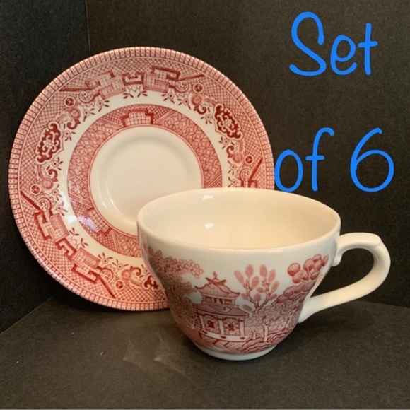 Set of 6 Royal Wessex Churchill Willow Rosa Pink - Picture 1 of 15